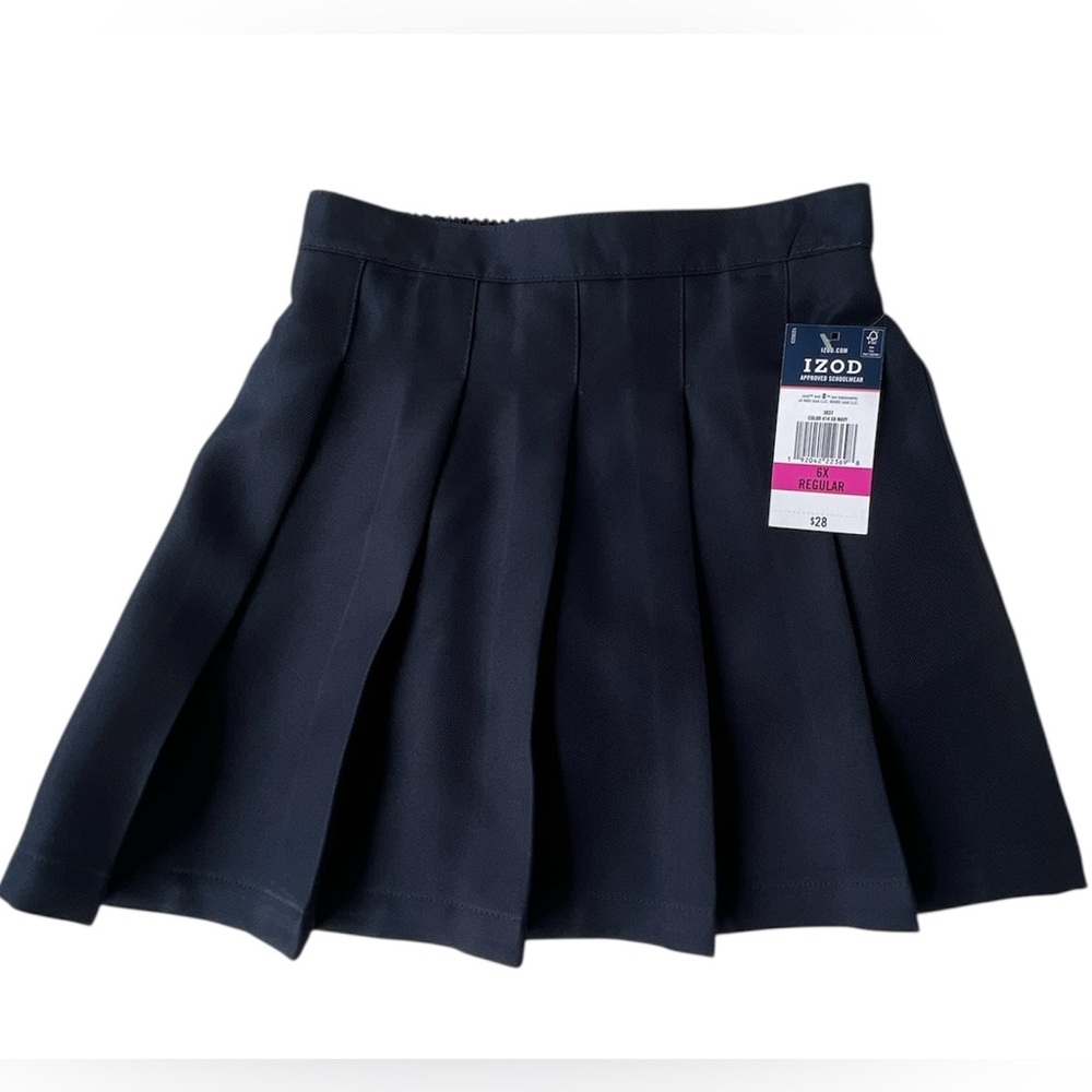 IZOD Skort Pleated Scooter Uniform Skirt Navy Blue Comfort Stretch Girl's 6X NWT